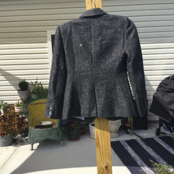 J. Crew 0P Metallic Black Blazer one button Dark academia business 0 petite work - Picture 2 of 15